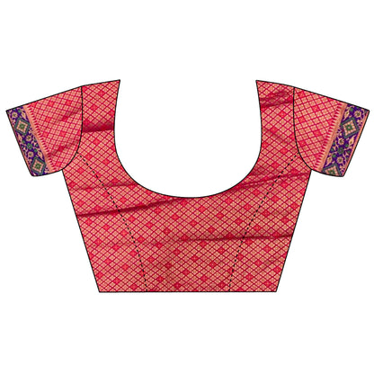 Elora Hot Pink Soft Silk Zari Weaving Patola Saree - Dista