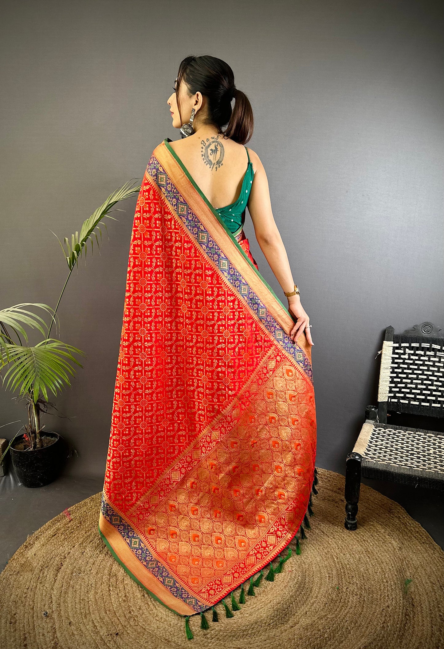 Elora Red Soft Silk Zari Weaving Patola Saree - Dista