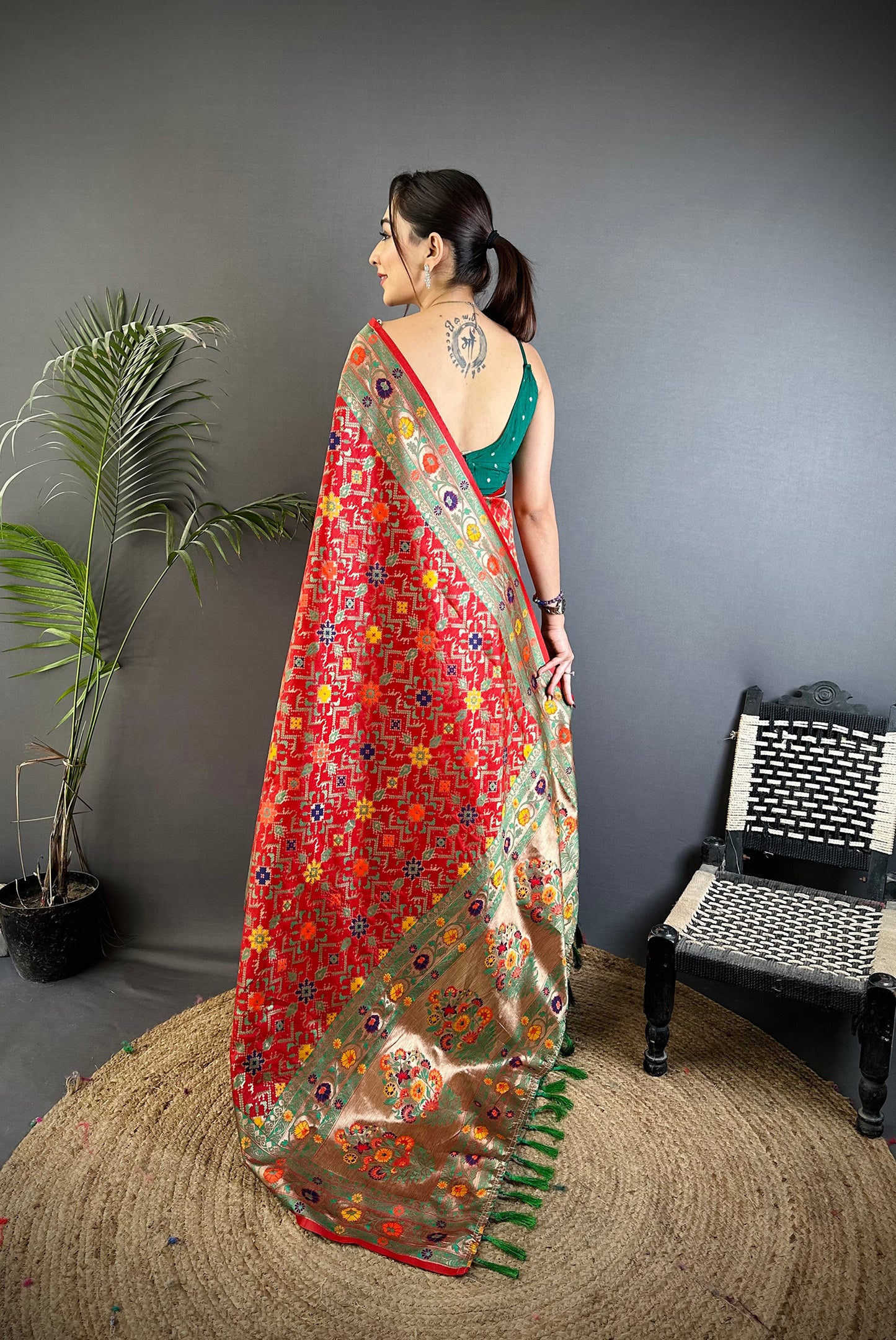 Elora Red Soft Silk Banarasi Zari Woven Saree - Dista