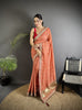 Elora Peach Vichitra Silk Bandhej Bandhani With Stone & Sequence Work Saree - Dista