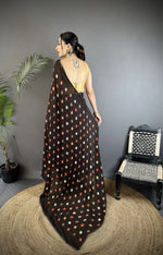 Thumbnail for Joban Fashion Black Georgette Polka Dot Pattern Saree - Distacart