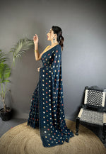 Thumbnail for Joban Fashion Deep Blue Georgette Polka Dot Pattern Saree - Distacart