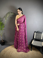 Thumbnail for Joban Fashion Purple Georgette Polka Dot Pattern Saree - Distacart