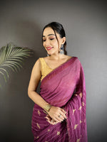 Thumbnail for Joban Fashion Purple Georgette Polka Dot Pattern Saree - Distacart