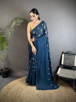 Thumbnail for Joban Fashion Blue Georgette Polka Dot Pattern Saree - Distacart