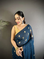 Thumbnail for Joban Fashion Blue Georgette Polka Dot Pattern Saree - Distacart