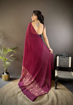 Thumbnail for Joban Fashion Wine Georgette Attractive Foil Print Saree - Distacart