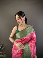 Thumbnail for Joban Fashion Pink Soft Lichi Silk Rangcut Jacquard weave Saree - Distacart