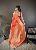 Thumbnail for Joban Fashion Orange Soft Lichi Silk Rangcut Jacquard weave Saree - Distacart