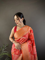 Thumbnail for Joban Fashion Orange Soft Lichi Silk Rangcut Jacquard weave Saree - Distacart
