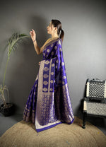 Thumbnail for Joban Fashion Purple Soft Banarasi Silk Jacquard Weaving Saree - Distacart
