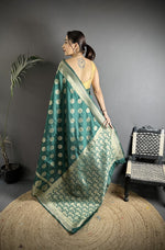 Thumbnail for Joban Fashion Green Soft Banarasi Silk Jacquard Weaving Saree - Distacart