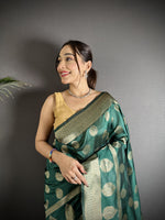 Thumbnail for Joban Fashion Green Soft Banarasi Silk Jacquard Weaving Saree - Distacart