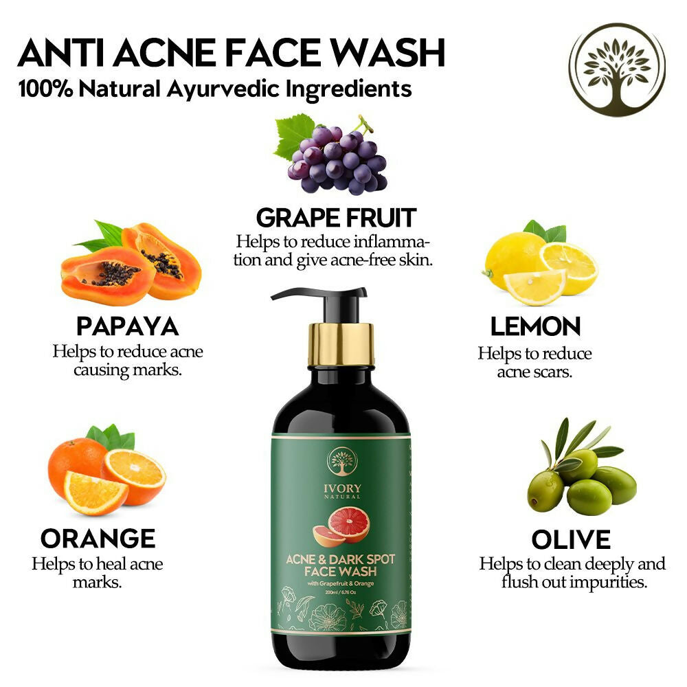 Ivory Natural Acne & Dark Spot Face Wash For Moisturize, Replenish, And Promote Skin Clarity - Distacart