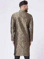 Thumbnail for Jompers Men's Golden & Black Self Design Kurta Only - Distacart