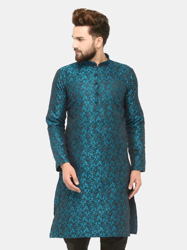 Jompers Men's Green & Black Self Design Kurta Only - Distacart
