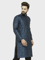 Thumbnail for Jompers Men's Green & Black Self Design Kurta Only - Distacart