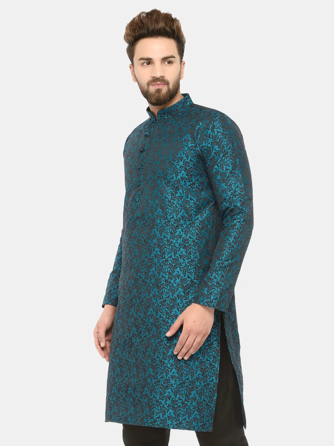 Jompers Men's Green & Black Self Design Kurta Only - Distacart