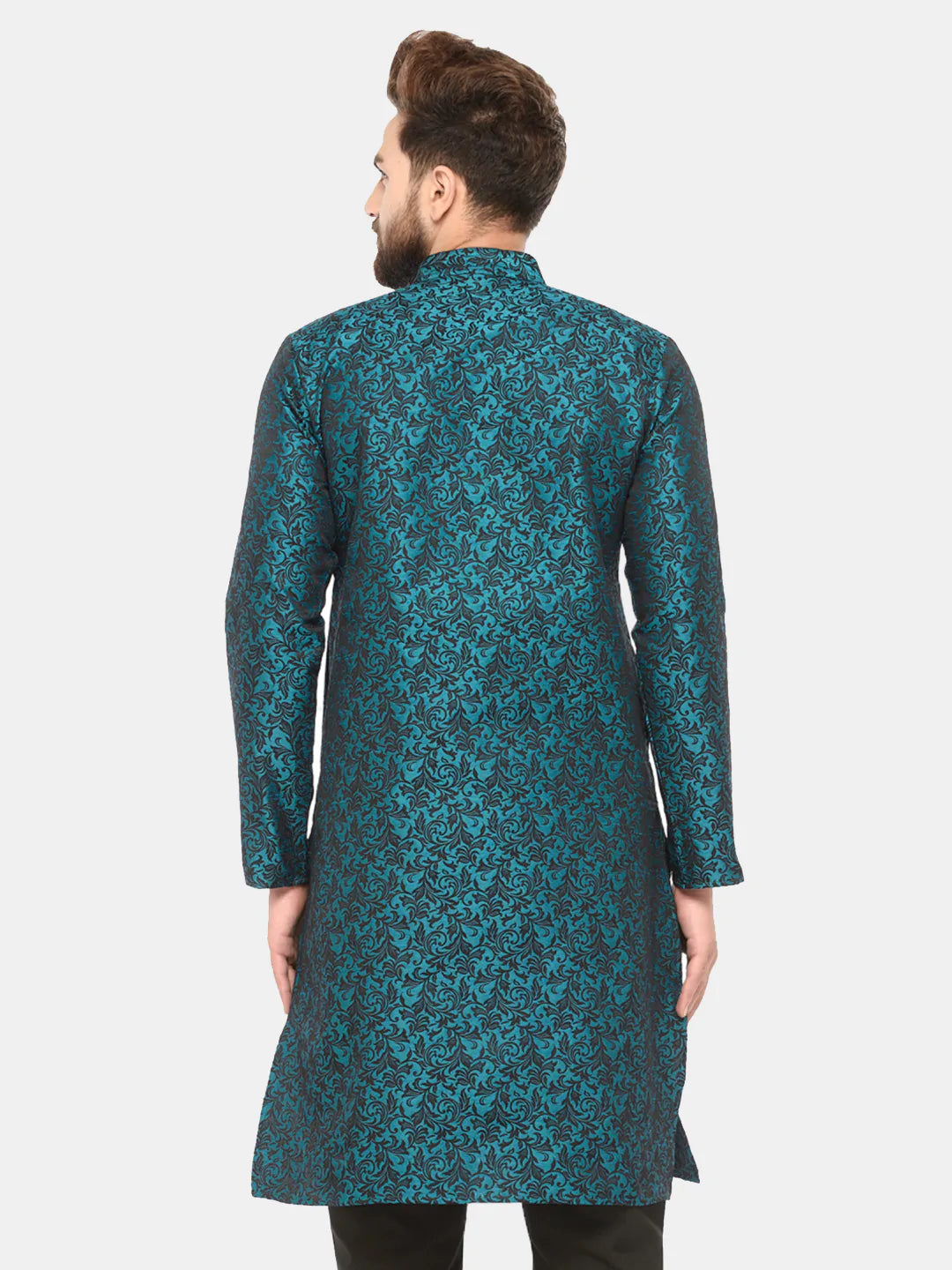 Jompers Men's Green & Black Self Design Kurta Only - Distacart