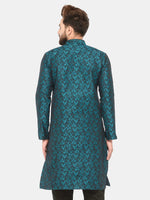 Thumbnail for Jompers Men's Green & Black Self Design Kurta Only - Distacart