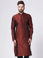 Thumbnail for Jompers Men's Maroon & Black Self Design Kurta Only - Distacart