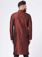 Thumbnail for Jompers Men's Maroon & Black Self Design Kurta Only - Distacart