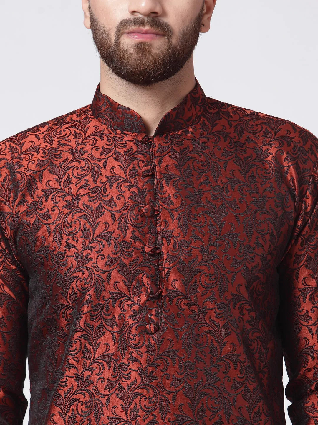 Jompers Men's Maroon & Black Self Design Kurta Only - Distacart