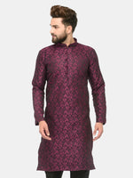 Thumbnail for Jompers Men's Purple & Black Self Design Kurta Only - Distacart
