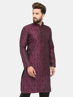 Thumbnail for Jompers Men's Purple & Black Self Design Kurta Only - Distacart