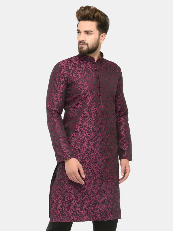 Jompers Men's Purple & Black Self Design Kurta Only - Distacart