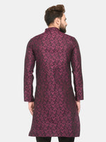 Thumbnail for Jompers Men's Purple & Black Self Design Kurta Only - Distacart