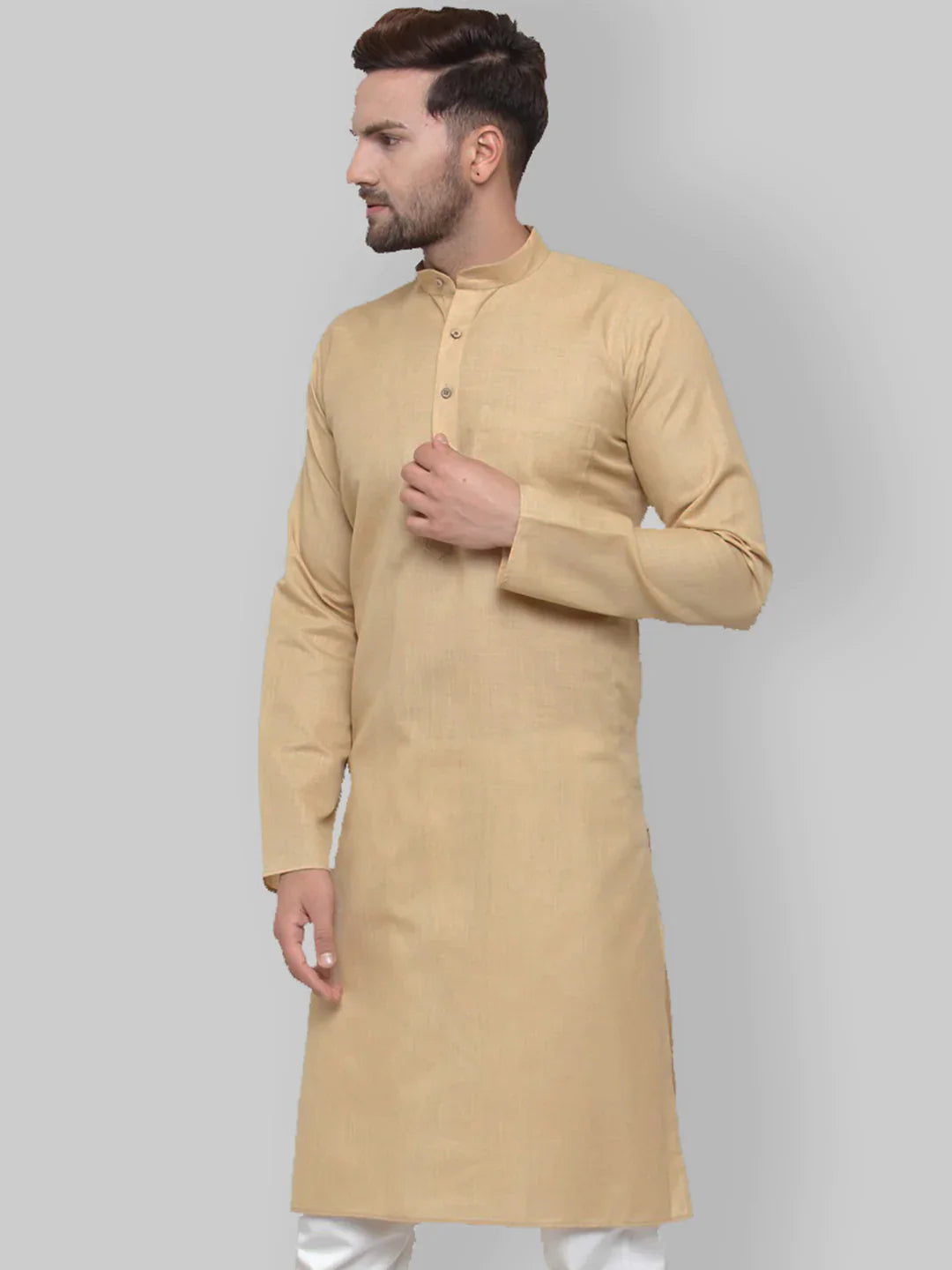 Jompers Men's Beige & White Solid Kurta Only - Distacart
