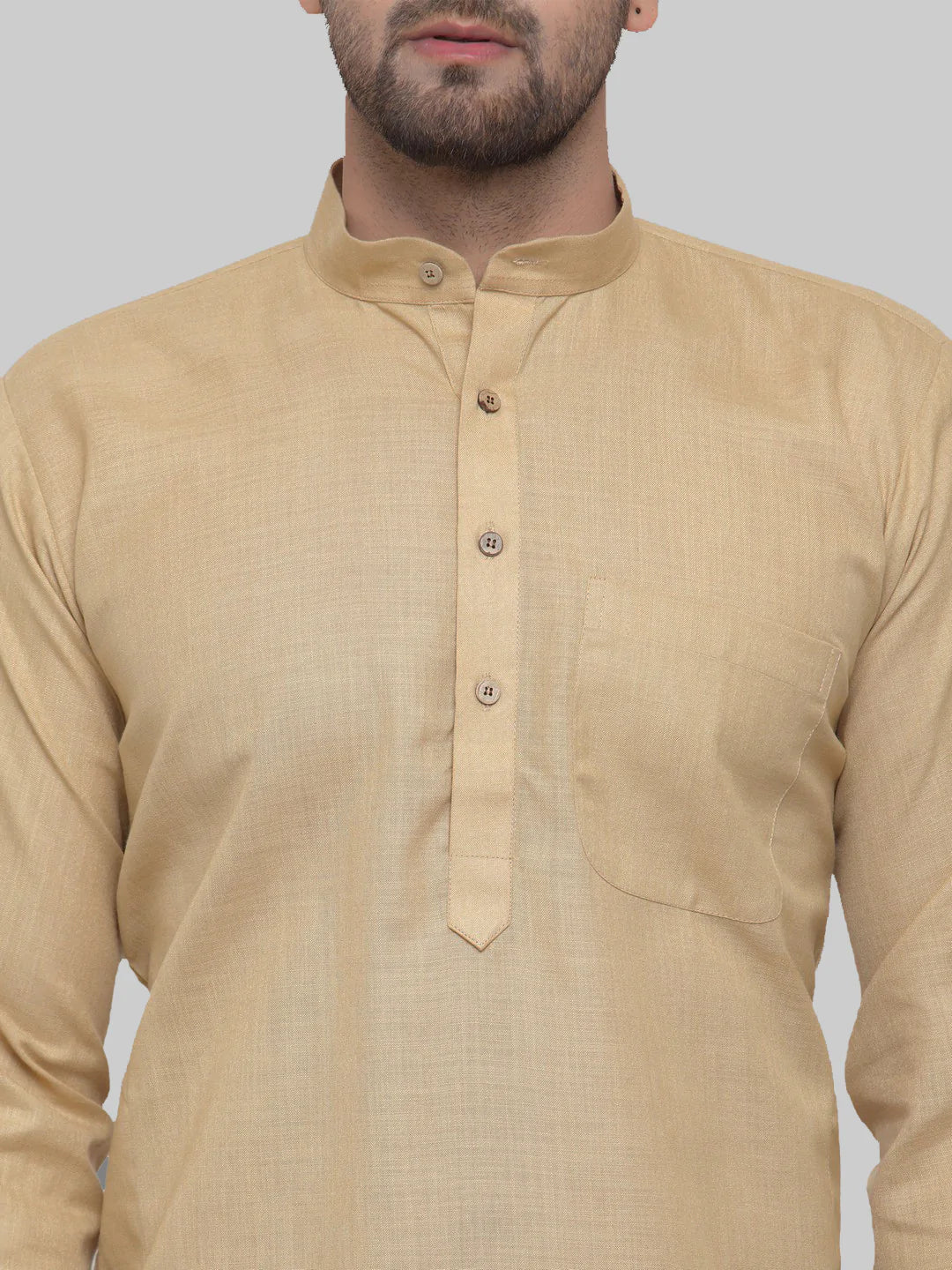 Jompers Men's Beige & White Solid Kurta Only - Distacart
