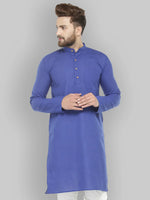 Thumbnail for Jompers Men's Royal Blue & White Solid Kurta Only - Distacart