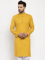 Thumbnail for Jompers Men's Yellow & White Solid Kurta Only - Distacart