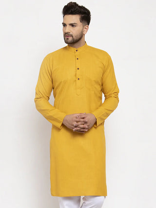 Jompers Men's Yellow & White Solid Kurta Only - Distacart