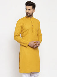 Thumbnail for Jompers Men's Yellow & White Solid Kurta Only - Distacart