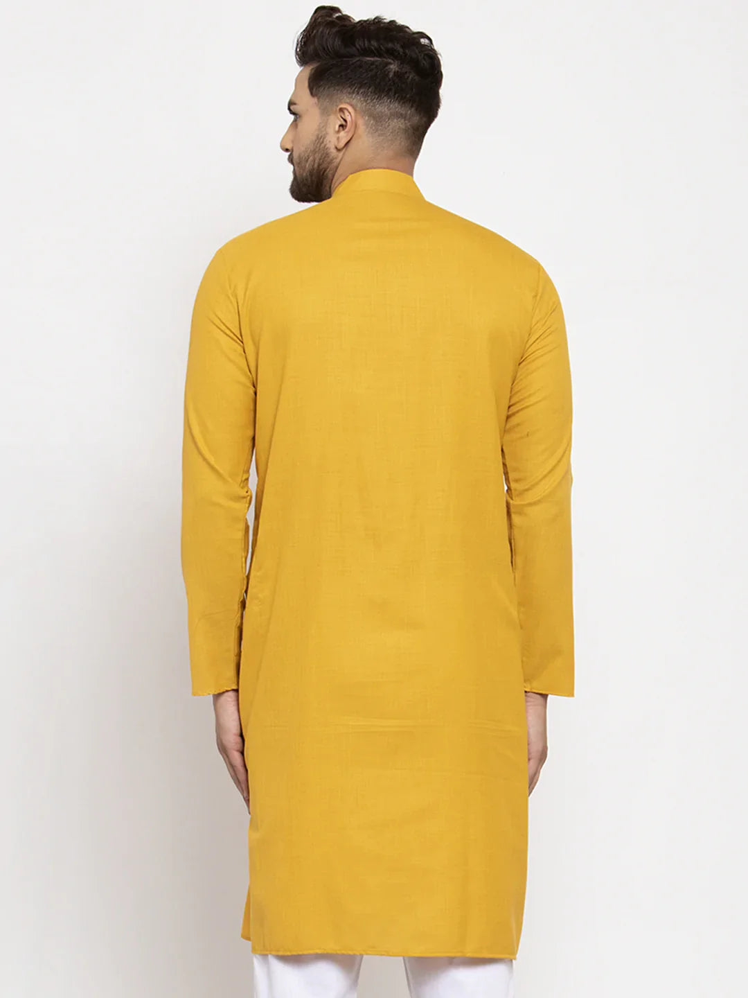 Jompers Men's Yellow & White Solid Kurta Only - Distacart