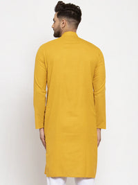 Thumbnail for Jompers Men's Yellow & White Solid Kurta Only - Distacart