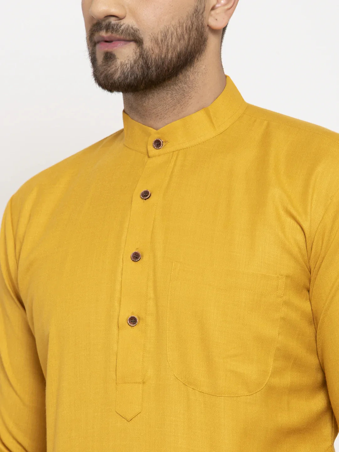Jompers Men's Yellow & White Solid Kurta Only - Distacart