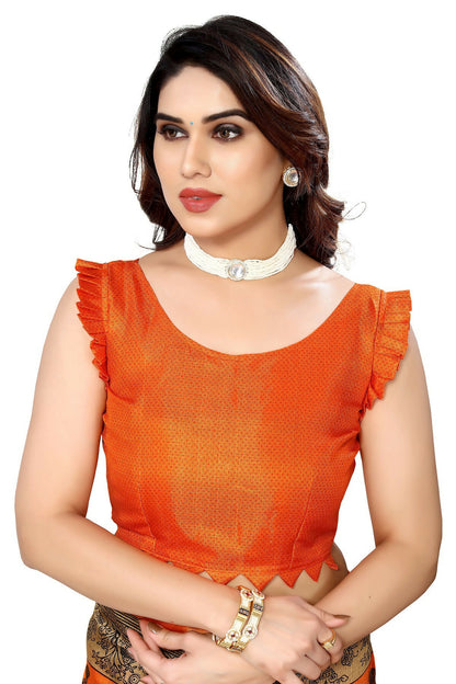 Vamika Orange Printed Art Silk Saree - Distacart