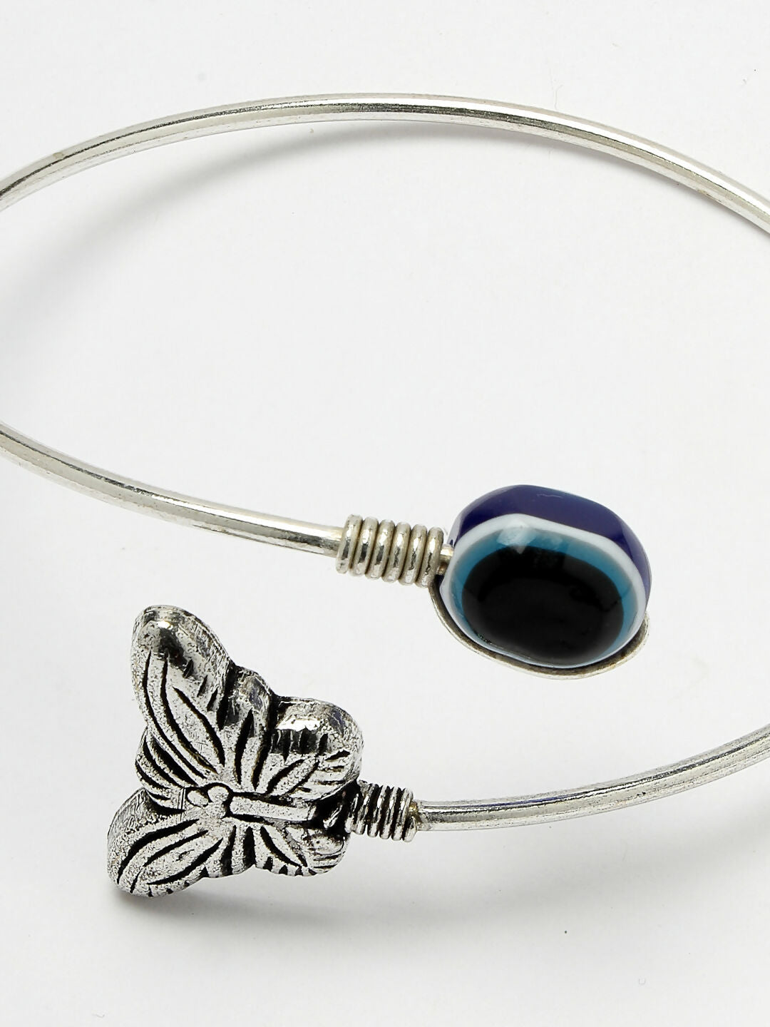 NVR Women Oxidised Rhodium-Plated Evil Eye Kada Bracelet - Distacart