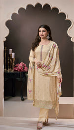 Thumbnail for Anaita Cream Silk Embroidered Stitched Salwar Suit - Distacart