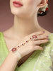 NVR Women's Red Gold-Polished Stone Studded Handcrafted Ring Bracelet - Distacart