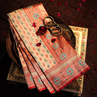 NOZ2TOZ Women Red Patli Silk Saree - Distacart