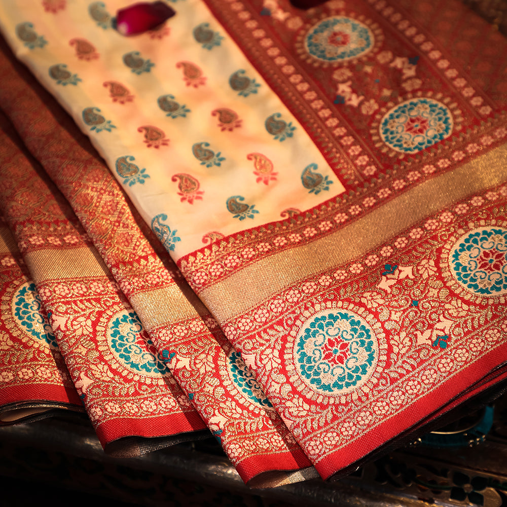 NOZ2TOZ Women Red Patli Silk Saree - Distacart