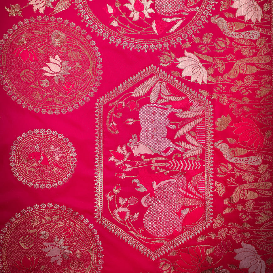 NOZ2TOZ Women Pink Katan Silk Saree - Distacart