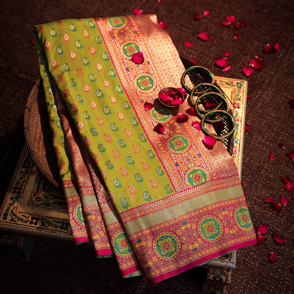 NOZ2TOZ Women Yellow Katan Silk Saree - Distacart