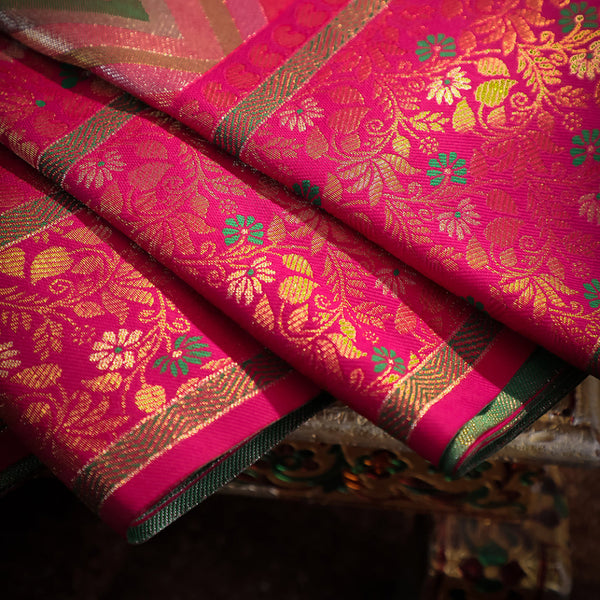 NOZ2TOZ Women Pink Dharmawaram Saree - Distacart