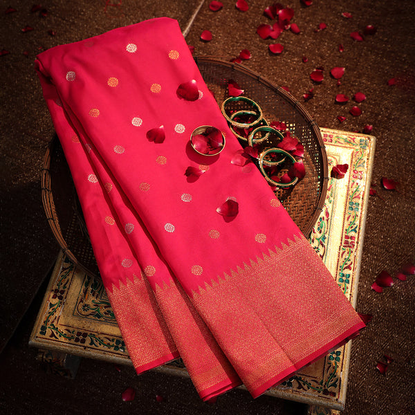 NOZ2TOZ Women Pink Katan Silk Saree - Distacart